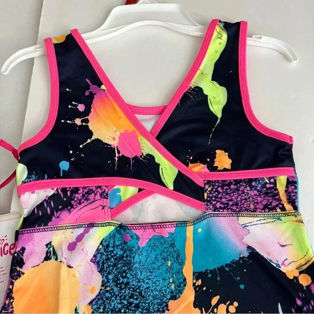 Justice Girls J-Sport Longline & Bike Short Active Outfit Set Sz Medium (10)